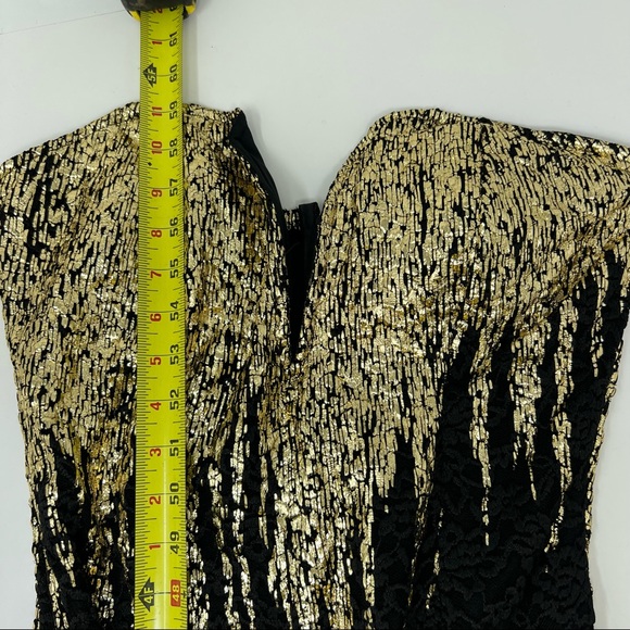 Cameo Gold Metallic Strapless Dress Large - Picture 7 of 8